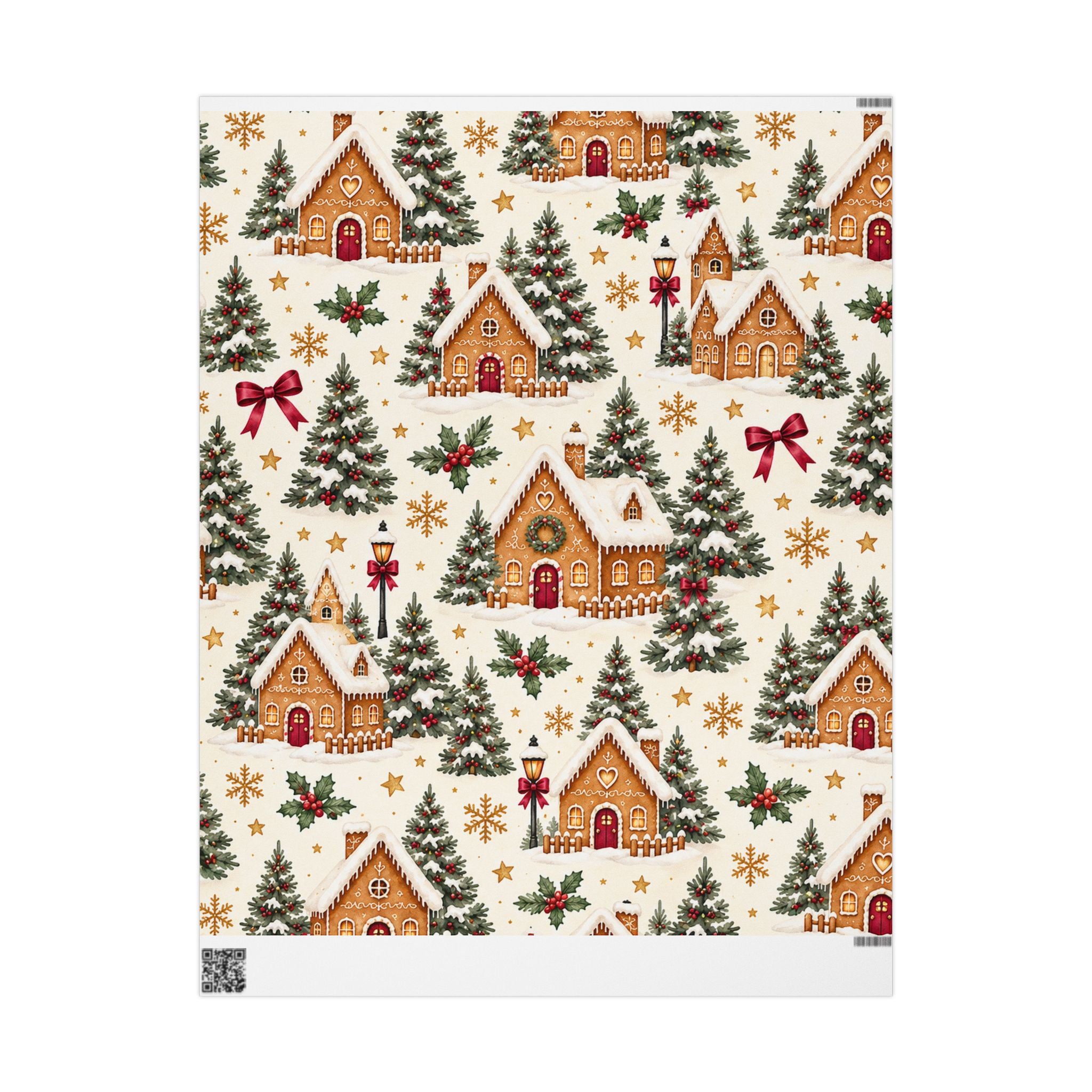 Christmas Gingerbread Village Wrapping Paper – Holiday Gift Wrap Roll