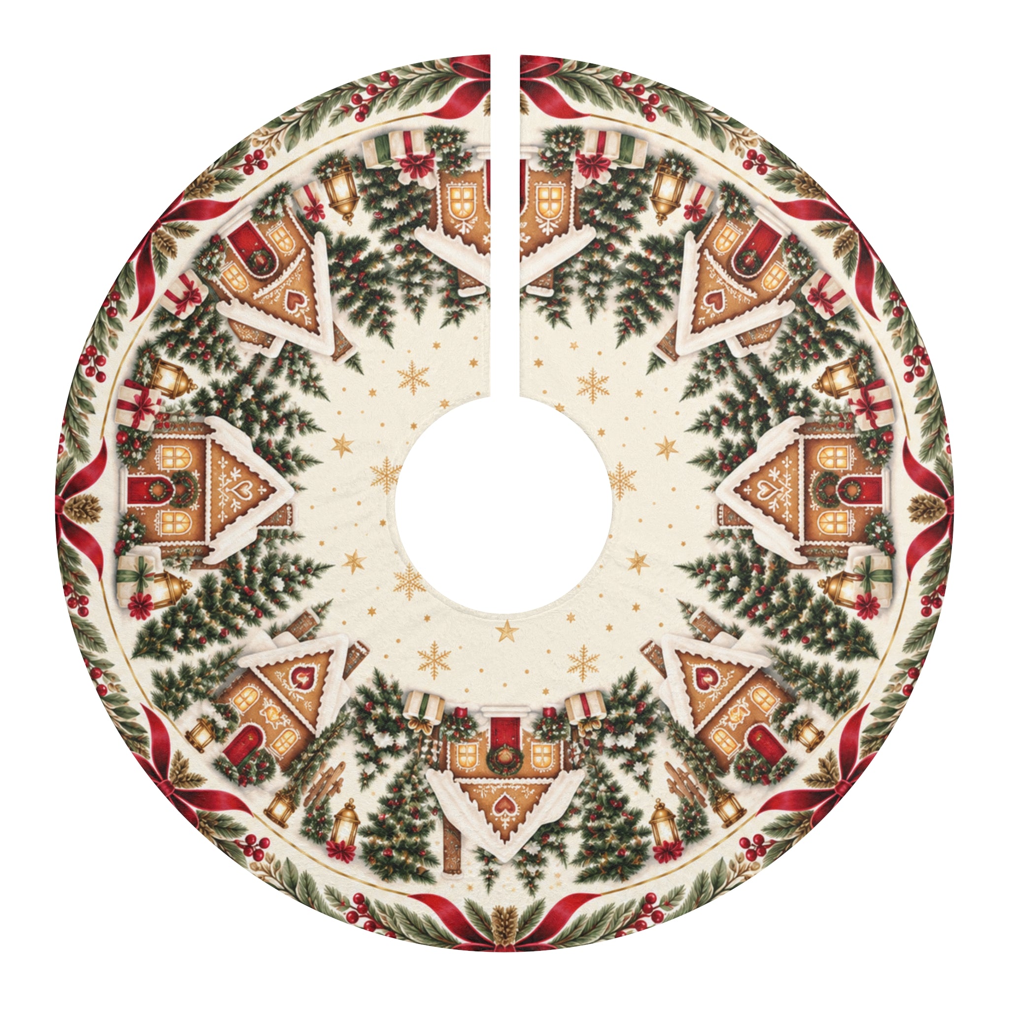 Gingerbread Village Christmas Tree Skirt