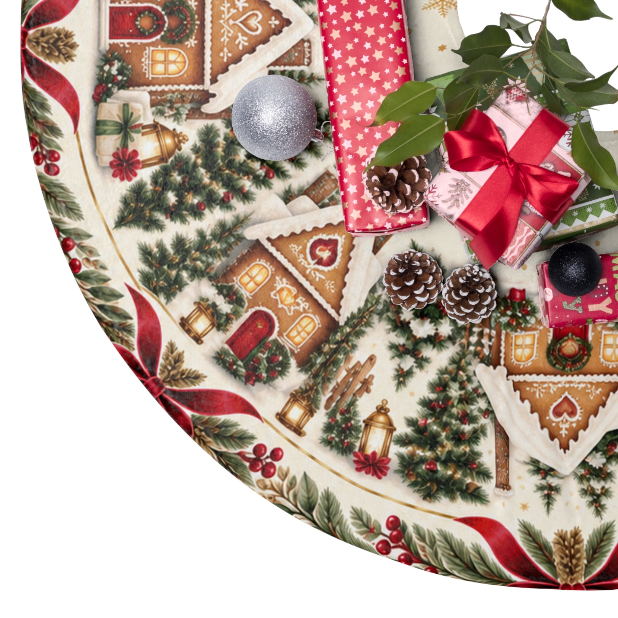 Gingerbread Village Christmas Tree Skirt