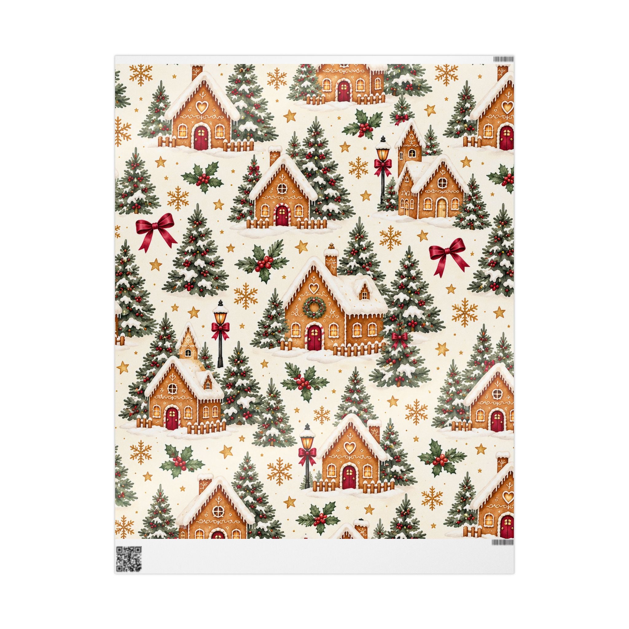 Christmas Gingerbread Village Wrapping Paper – Holiday Gift Wrap Roll